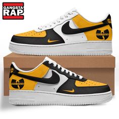 Wu-Tang Clan Music Lover Air Force 1 Sneaker Shoes Step into the world of iconic hip-hop culture with the Wu-Tang Clan Music Lover Air Force 1 Sneaker Shoes. Designed for the passionate fans of this legendary group, these sneakers perfectly blend style, comfort, and artistry. Crafted by Nike, the Air Force 1 silhouette is celebrated worldwide for its timeless appeal and stellar performance, making it an essential addition to any sneaker lover’s collection. These limited edition sneakers fe Streetwear Sneakers With Logo Print And Round Toe, High-top Sneakers With Logo For Streetwear, White-sole High-top Sneakers With Logo For Streetwear, Streetwear High-top Sneakers With Logo Print And Round Toe, Logo Print High-top Sneakers For Streetwear, White Lace-up Hip Hop Sneakers, Custom Lace-up Synthetic Sneakers For Streetwear, Custom Logo Print Sneakers For Streetwear, Custom Lace-up Sneakers With Logo Print For Streetwear