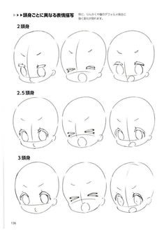 the instructions for how to draw an anime character's head with different expressions and gestures