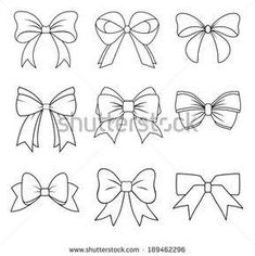 set of different bows on white background