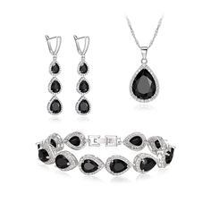 PRICES MAY VARY. ❤High Quality Material:❤ This Women's Wedding Jewelery Set is made of Eco-Brass and Silver Plated; adroned with stunning cubic zirconia and white crystal. High Polished. Nickel-free, Hypoallergenic and Shiny Forever. Will not change the color, health and environmental protection. ❤Size❤ CZ Color: Black & Clear, Adjustable Necklace Length: 18inch-20inch, Necklace Pendant: 1.1inch*0.6inch, Tennis Braclet Length: 7.1inch-8inch, Width: 0.3inch, Dangle Earrings: 1.9inch*0.4inch, Tota Black And Silver Jewelry, Black And White Accessories, Pendant Necklace Long, Wedding Jewelery, Cubic Zirconia Necklace, Drop Pendant Necklace, Sparkle Jewelry, Long Dangle Earrings, Long Pendant Necklace