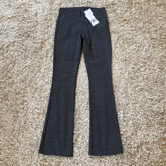 Zara Elastic Waist Dark Grey Runs Small Size M Casual Wide Leg Leggings For Workwear, Casual Wide Leg Elastane Pants For Spring, Casual Spring Wide Leg Elastane Pants, Casual Fitted Wide Leg Pants For Fall, Casual Wide Leg Fall Leggings, Casual Fitted Wide Leg Pants For Spring, Casual Elastane Pants For Fall, Zara High Waist Stretch Pants, Zara Stretch High Waist Pants