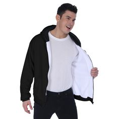 Raglan Sleeves; Inside fleece restores heat and keeps you warm, perfect for the cold weather. Fabric:FUR LINE(95% polyester and 5% spandex) Regular fit Fine plush lining, side pockets, zipper closure, raglan sleeves. Fabric weight: 320g/m². This product weighs 851g. Care Instruction: machine wash cold with similar colors, do not bleach, tumble dry low, do not iron, do not dry clean. inch XS S M L XL 2XL 3XL 4XL 5XL Length 25.6 26.4 27.6 28.3 29.5 30.1 31.3 32.3 33.5 Bust 36.2 40.2 44.1 48.0 52.0 Cotton Hooded Jacket With Fleece Lining For Winter, Winter Cotton Hooded Jacket With Fleece Lining, Black Fleece Hooded Jacket With Adjustable Hood, Black Hooded Jacket With Fleece Lining For Winter, Black Fleece-lined Hooded Jacket, Black Cotton Fleece Hoodie Jacket, Black Cotton Fleece Jacket With Fleece Lining, Black Cotton Hooded Jacket With Fleece Lining, Black Hooded Cotton Fleece Jacket