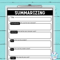 a printable sumarizing worksheet for students to use in the classroom