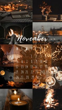 a collage of photos with candles and words on them, including the date for november