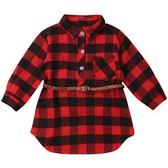 Toddler Girls Lightweight Plaid Shirtdress Red And Black Buffalo Plaid Comes With Brown Braided Belt Sizes 18-24 Months 2t 3t Brand New With Tags Ready To Ship With Tracking Information. Dress With Belt Outfit, Plaid Flannel Shirt Dress, Belt Outfit, Flannel Shirt Dress, Buffalo Plaid Shirt, Red Plaid Dress, Red Plaid Shirt, Girl Sleeves, Red Plaid Flannel