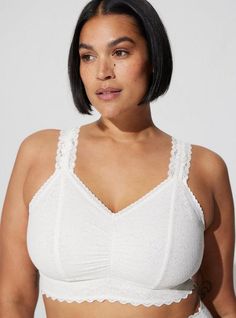 Matching Style(s): Search 13886191 FIT Bralette comfort, bra-like support. Wireless cups. Convertible straps go from standard to racerback. New, easier fit so there's no need to size up. MATERIALS + CARE 4-Way Stretch Lace: Stretches in every direction and feels incredibly soft and comfortable against your skin. Amazing stretch and recovery. Smoothing properties. 80% nylon, 20% spandex. Machine wash cold. Tumble dry low. Imported. DETAILS Adjustable straps. Scalloped lace trim. Perfect design to Supportive White Bra With Removable Pads, Classic White Summer Bra, White Supportive Nursing Bra With Built-in Bra, White Supportive Full Coverage Bra, Supportive White Nursing Bra With Removable Pads, Supportive Full Coverage White Bra, Supportive White Full Coverage Bra, White Full Coverage Nursing Bra With Padded Cups, White Full Cup Nursing Bra With Adjustable Straps