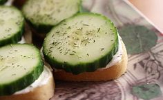 cucumber sandwiches with cream cheese and herbs