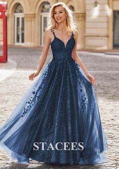 Grad Dresses Princess, Disney Theme Prom Dresses, Prom Dress Inspiration 2024, Halterneck Prom Dress, Prom Dress V Neck, Princess Grad Dress, Starry Night Dress Prom, Blue Reception Dress, Prom Dresses A Line