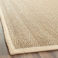 The Natural Fiber Rug Collection features an extensive selection of jute rugs, sisal rugs and other eco-friendly rugs made from innately soft and durable natural fiber yarns. Subtle, organic patterns are created by a dense sisal weave and accentuated in engaging colors and craft-inspired textures. Many designs made with non-slip or cotton backing for cushioned support. Safavieh Natural Fiber Montauk 3 X 5 (ft) Natural/Beige Indoor Chevron Coastal Throw Rug in Brown | NF115A-3 Jute Design, Seagrass Rug, Natural Fiber Rug, Sisal Rugs, Coastal Area Rugs, Jute Rugs, Coastal Rugs, Beach House Style, Square Area Rugs