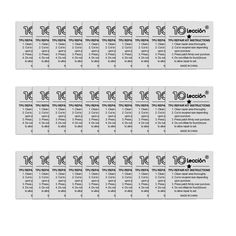 two rows of labels with numbers and symbols for each item in the same row,