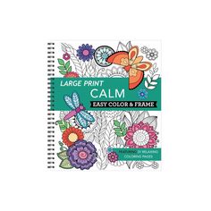 the large print coloring book with flowers and butterflies on it's cover is shown