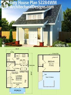 two story house plan with garage and living room in the front, an open floor plan for