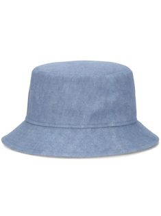 a blue bucket hat on a white background