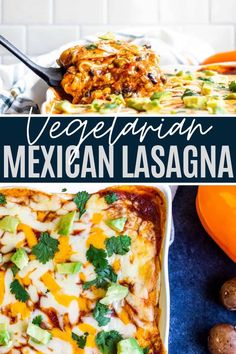 mexican lasagna casserole with cheese and vegetables