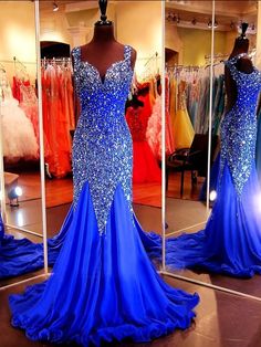 Prom 2k17, Inexpensive Prom Dresses, Prom Dresses 2017, Blue Tulle, Beaded Prom Dress