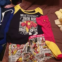 Iron Man Themed Comic Pajama Set. Tank Top And Shorts Were Worn Once, Socks Are Nwot. From Pet Free, Smoke Free Home Marvel, Disney, Avengers, Iron Man, Comics, Comic Book, Fan Merch, Fandom, Yellow Fitted Sleepwear For Loungewear, Casual Yellow Fitted Sleepwear, Yellow Fitted Casual Sleepwear, Iron Man Comics, Avengers Iron Man, Tank Top And Shorts, Mens Pajamas Set, Mens Pajamas, Yellow Black