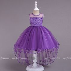 Hi Lo Red Floral Lace Girl Dress For 2019 Spring Wedding Purple Sleeveless Princess Dress For Wedding, Sleeveless Purple Princess Dress For Wedding, Purple Sleeveless Princess Dress For Fancy Dress, Sleeveless Purple Princess Dress For Fancy Dress, View Flower, Baby Girl Princess Dresses, Kids Formal, Cheap Flower Girl Dresses, Tulle Party Dress