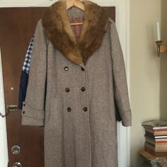 I Love This Coat But I Don’t Need It ! Very Cool Vintage Detail . Prob 60s Or 70s Wool Coat . I Wear A Small And It’s Fine On Me But It’s More Like A Medium Even A Women’s Large (On The Smaller Side) Really Awesome Condition.The Coat Runs Very Straight Even Tho It Seems To Look Cinched At The Waist . Armpit To Arm Pit Is 18-19 Inches And The Waist Is The Same . It’s A Bit Boxy . Cream Retro Fitted Outerwear, Vintage Beige Outerwear For Formal Occasions, Fitted Lined Vintage Outerwear, Fitted Vintage Lined Outerwear, Fitted Vintage Beige Outerwear, Retro Beige Outerwear For Formal Occasions, Retro Beige Formal Outerwear, Fitted Vintage Wool Outerwear, Fitted Vintage Outerwear