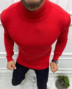 This fine Men's Turtleneck sweater in very high quality fine-knit material.  It boasts long sleeves with delicate ribbing at the cuffs and the hem. Sleek and chic Perfect choice for warmth Very slim fit, consider ordering a size up. Stretch Long Sleeve Polo Sweater With Ribbed Collar, Classic Long Sleeve Turtleneck With Ribbed Collar, Classic Long Sleeve Ribbed Turtleneck, Classic Ribbed Long Sleeve Turtleneck, Long Sleeve Business Sweater For Winter, Classic Business Sweater For Winter, Classic Winter Sweater For Business, Classic Winter Business Sweater, Classic Red Fine Knit Sweater