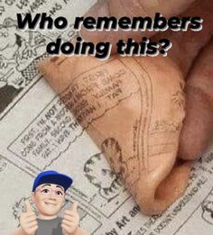 a man holding up his hand with the caption who remembers doing this?