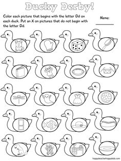 the ducky derby worksheet for kids to learn how to draw and color