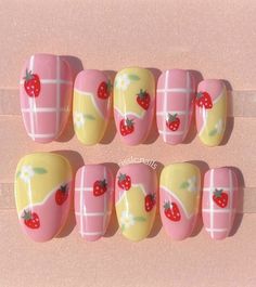 Strawberry Acrylic Nails, Kutek Disney, Kitty Nails, Luxury Press On Nails, Blush Nails