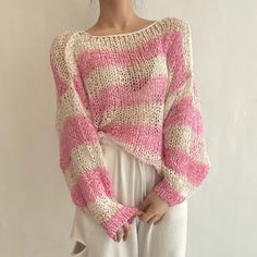 image_0 Beginner Knit Cardigan, Crochet Knit Top, Street Y2k, Oversized Sweater Women, Bat Sleeve, Loose Pullover, Crochet Cardigan Pattern, Tops Fashion, Women Sweater