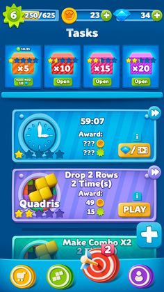 the game screen shows different levels and numbers for each item, including two times to play