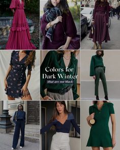 If you’re trying to get away from black as a Dark Winter, here are a f... | TikTok Deep Winter Deep Autumn, Winter Color Analysis Outfits, Dark Winter Jewelry, Dark Winter Color Palette Clothes, Deep Winter Color Palette Outfits Style, Dark Winter Outfits For Summer, Dark Winter Clothes, Deep Winter Outfits Inspiration, Dark Winter Outfits Color Palettes