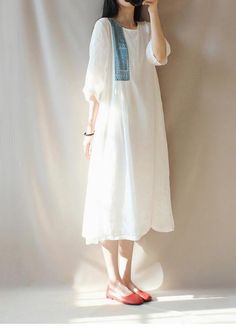 Modern O Neck Patchwork Clothes Photography White Loose Dresses

 Materials used:cotton linen

Measurement:Size M/US12-14/EUR42   
Shoulder 39cm / 15.21"
bust 101cm / 39.39"
Sleeve length 34cm / 13.26"
length 109cm / 42.51"


Size L/US16-18/EUR44   
Shoulder 41cm / 15.99"
bust 106cm / 41.34"
Sleeve length 38cm / 14.82"
length 112cm / 43.68"




We ship worldwide.

Tracking numbers provided for all orders. Summer Linen Patchwork Dress, Summer Linen Dress With Patchwork, Beach Linen Dress With Patchwork, Beach Linen Patchwork Dress, White Bohemian Ramie Linen Dress, White Bohemian Linen Dress Made Of Ramie, White Ramie Beach Dress, Casual White A-line Linen Dress, White Linen A-line Casual Dress