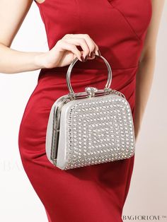 BagForLove - Chic Rhinestone Chain Box Bag - Ideal Bridal Purse for Weddings Bling Clutch Evening Bag For Wedding, Rhinestone Evening Bag For Wedding, Wedding Evening Bag With Rhinestones, Glamorous Wedding Evening Bag With Rhinestones, Glamorous Crystal Evening Bag For Wedding, Silver Rectangular Clutch For Prom, Rectangular Rhinestone Wedding Clutch, Silver Crystal Clutch For Wedding, Crystal Rectangular Evening Bag For Weddings