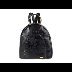 Bay Sky Black Croc Purse Luxury Black Backpack For Evening, Luxury Black Evening Backpack, Elegant Black Backpack With Adjustable Strap, Elegant Black Backpack For Daily Use, Chic Black Backpack Shoulder Bag, Elegant Black Evening Backpack, Chic Black Backpack For Daily Use, Elegant Black Backpack With Zipper Closure, Company Bag