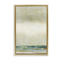 a painting on the wall with water and clouds in it's frame, showing an ocean scene