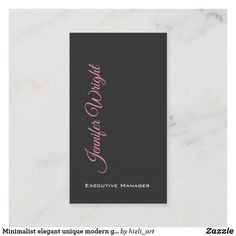 a black and pink business card with the words executive manager on it's side