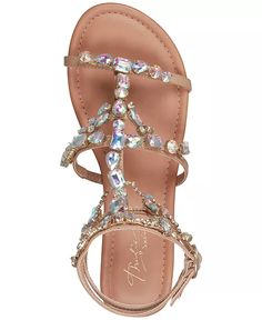 Thalia Sodi - Women's Jenesis Embellished Flat Sandals Vamps Band, Embellished Flats, Floral Print Fabric, Flat Sandals, Pretty Things, In Store, Pick Up