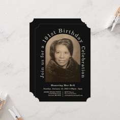 Simple 100th Birthday Party with 2 Photos Invitati Invitation | Zazzle