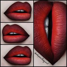 Red Ombre Lips, Red Lips Tutorial, Maquillage Halloween Simple, Ombre Lipstick, Ombre Lip, Make Up Diy, Mekap Mata, Drag Make-up, Lip Tutorial