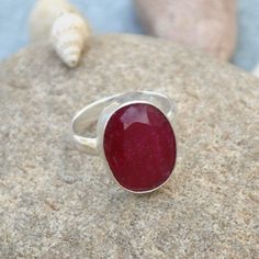 Red Ruby Ring, Oval Faceted Ruby Ring, 925 Sterling Silver Ring, Handmade Artisan Ring, July Birthstone Ring, Natural Ruby Ring, Gold Ring Ruby is a red variety of corundum, an aluminum oxide with a hardness of 9. Its crystal system is hexagonal (trigonal). It forms in prismatic, tabular, bipyramidal or rhombohedral crystals. It also occurs in granular or massive habits. It is an extremely hard and durable gemstone. Meaning: Ruby means 'red gemstone'. The name originated from French and English. Handmade Oval Ruby Ring In Sterling Silver, Silver Oval Cabochon Ruby Ring As Gift, Hallmarked Oval Ruby Ring In Sterling Silver, Sterling Silver Oval Cabochon Ruby Ring Gift, Oval Multi-stone Ruby Ring In Sterling Silver, Red Ruby Ring, Natural Ruby Ring, July Birthstone Ring, Ruby Ring Gold