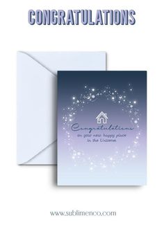 congratulations card with the words congratulations on it and stars in the night sky behind it