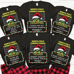 Matching Family Christmas Pajama Shirts, North Pole Correctional, Funny Group Christmas Pajamas, Custom Christmas Tees, Matching Family Tees ---------------------- 🛍️ How to Order Your Perfect T-Shirt 🌟 Welcome to our shop! We're thrilled you're here to customize your ideal T-shirt. To make your shopping experience seamless, follow these simple steps: 1️⃣ Explore All the Details: Take a close look at all the photos to ensure you know exactly what you're getting. 2️⃣ Size Matters: Use the conve Matching Christmas Pajamas Family Of 5, Christmas Pajama Ideas For Women, Custom Family Christmas Pajamas, Instead Of Christmas Pajamas, Fun Family Christmas Pajamas, Family Christmas Pajamas Funny, Matching Christmas Pjs Families, Funny Matching Christmas Pajamas, Funny Christmas Pjs Family