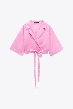 Cropped Collared Shirt, Ray Ray, Zara Australia, Top With Bow, Aesthetic Grunge, Collared Shirt, Malaga, Dream Closet, Bell Sleeve Top