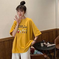 Oversized+T-shirt+Women+Summer+Loose+Casual+Tops+Tees+New+2020+Korean+Style+Cartoon+Letter+Print+Harajuku+T+Shirt