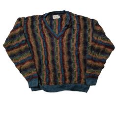 Vintage 90s Coogi Style Textured Knitted Crewneck Sweater - Classic Retro Knit Dive into the nostalgia of the 90s with this eye-catching vintage Coogi style crewneck sweater! Inspired by the iconic designs of Coogi Australia, this sweater features the same bold patterns and vibrant colors that defined an era. Perfect for fashion lovers who appreciate unique, statement pieces. Features: Era: 1990s Style: Coogi-inspired Material: High-quality Cotton blend (Soft, warm, and durable) Design: Multicol Indie Sweaters, Vintage Sweaters 90s, Unique Knitwear, Cosby Sweater, 1990s Style, 90s Sweater, Retro Sweater, 90s Looks, Clothing Streetwear