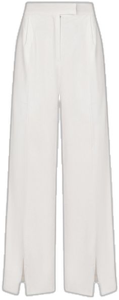 a white pants with pleating on the side and buttons at the waist, is shown