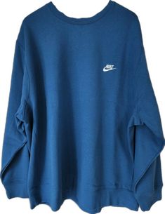 Blue Sportswear Sweats For Fall, Blue Fleece Activewear For Fall, Blue Sweats For Winter Sports, Blue Athleisure Sweats For Winter, Blue Crew Neck Activewear For Winter, Blue Winter Activewear With Crew Neck, Blue Winter Sports Sweats, Solid Color Long Sleeve Sports Sweats, Blue Sports Sweats For Winter