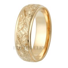 14K Solid Yellow Gold Mens Hand Engraved Wedding Bands Mens Engraved Wedding Bands, Engraved Wedding Bands, Hand Engraved Wedding Band, Star Wedding Band, Mens Wedding Rings Gold, Bands Rings, Wedding Band Engraving, Mens Gold Wedding Band, Rings Mens Wedding Bands