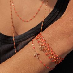 Gigi Clozeau - Classic Gigi Orange bracelet, Rose Gold, 6.7 Jewelery Stacks, Saffron Orange, 2020 Outfits, Colorful Inspiration, Orange Bracelet, Bracelet Rose Gold, Fresh Perspective, 18k Gold Necklace, Coral Bracelet