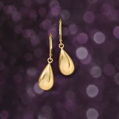 Ross-Simons - 18kt Yellow Gold Teardrop Earrings. Simply stated, these shiny teardrop earrings let the beauty of 18kt yellow gold speak for itself. Hanging length is 1 1/4". Leverback, 18kt yellow gold teardrop earrings. Gold Teardrop Earrings, Triple Hoop Earrings, Opal Drop Earrings, Fine Jewelery, Gold Rope Chains, Pattern Ring, Gold Cross Pendant, Silver Jewellery Sets, Domed Ring