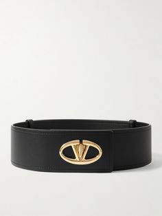 Valentino Garavani's belt is adorned with a fresh 'Bold Edition' of the 'VLOGO' that also functions as a twist-lock. It's made from supple leather and has a wide shape ideal for slipping around the smallest part of your waist. Denim Flats, Sport Swimwear, Sports Skirts, Fine Jewelry Designers, Ski Wear, Black Belt, Valentino Garavani, Leather Belt, Women Collection