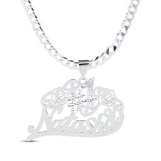 Make someone feel extra-appreciated with this personalized #1 necklace. Crafted in sterling silver The pendant features the name you choose, topped with a textured #1 and cutout flowers So decorative, the design suspends along a bold and bright 18-inch curb chain that secures with a lobster clasp Mother's Day Silver Engraved Charm Necklace, Customized Silver Pendant Name Necklace, Silver Custom Name Necklace With Initial Pendant, Customizable Silver Pendant Name Necklace, Silver Custom Name Initial Pendant Necklace, Customizable Silver Initial Pendant Jewelry, Customized Silver Necklace For Mother's Day, Customized Silver Name Necklace For Mother's Day, Silver Custom Name Initial Pendant Jewelry